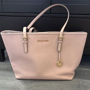 Michael Kors Pink Structured Tote with Metallic Accents